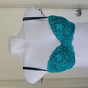 Pink Victoria’s Secret Teal Floral Lace Date Push Up Bra 36B